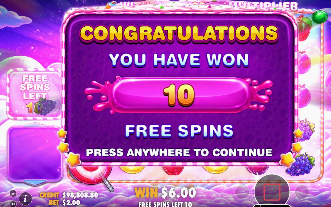 Free Spins round with Multiplier bombs on the reels