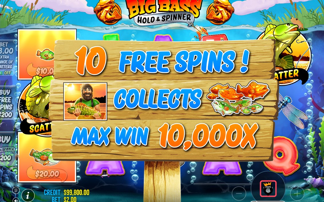 Free spins running with the Fisherman wild on the board