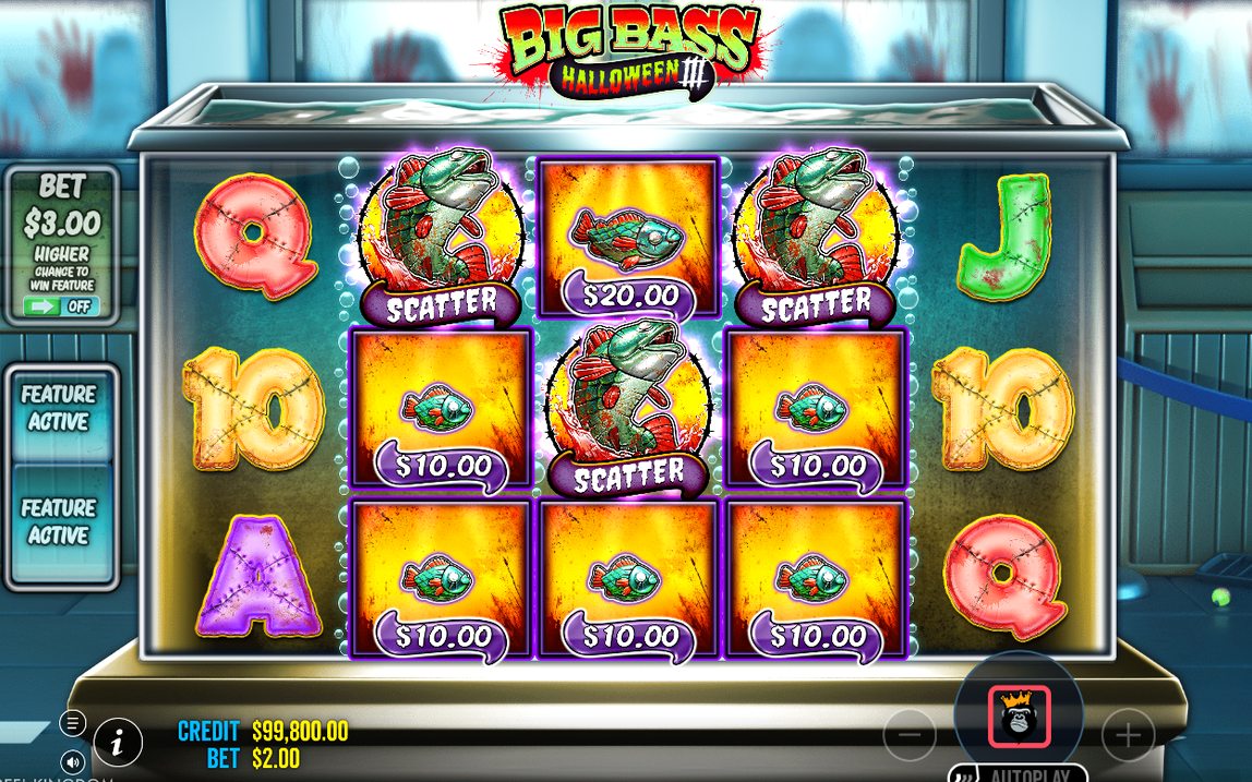 Free Spins round with blue and red WILD FISHERMAN trackers